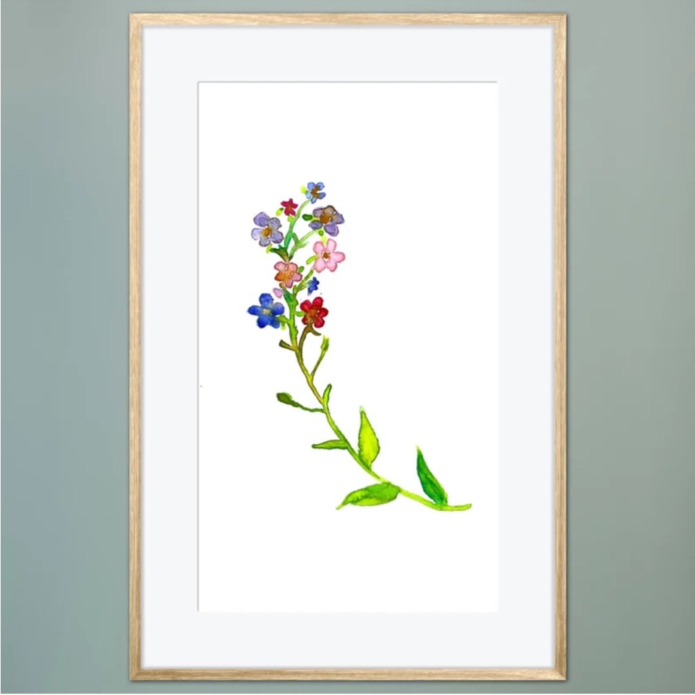 Forget-Me-Not Art Print Watercolor Painting Flower Cottage Shabby Chic Decor